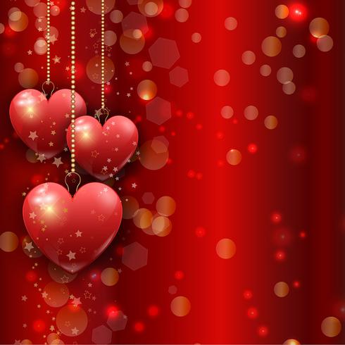 Hanging hearts Valentine's Day background vector