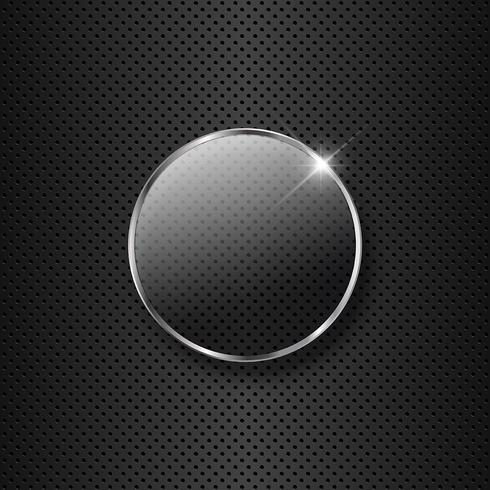 Glass button on a metal background vector