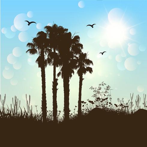 Palm tree background vector