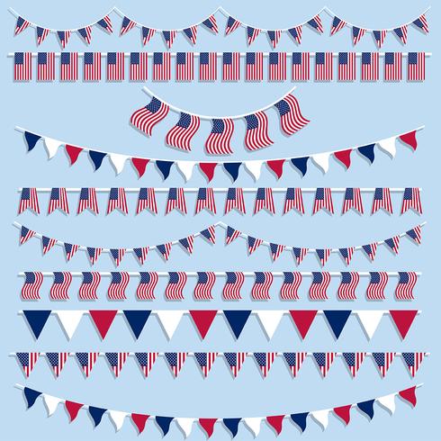 American flags bunting and banners vector