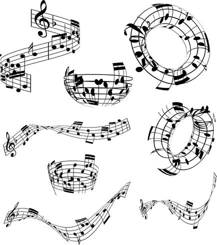 Music Note Black White Abstract Painting