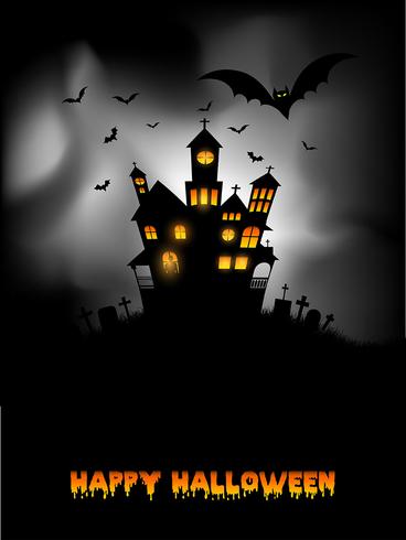 Haunted house Halloween background vector