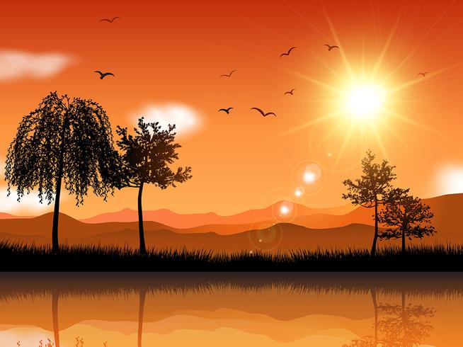 Paysage Ensoleille Telecharger Vectoriel Gratuit Clipart