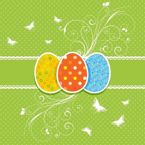 Fondo floral del huevo de Pascua vector