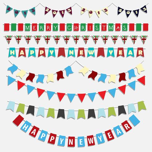 Christmas and New Year bunting vector