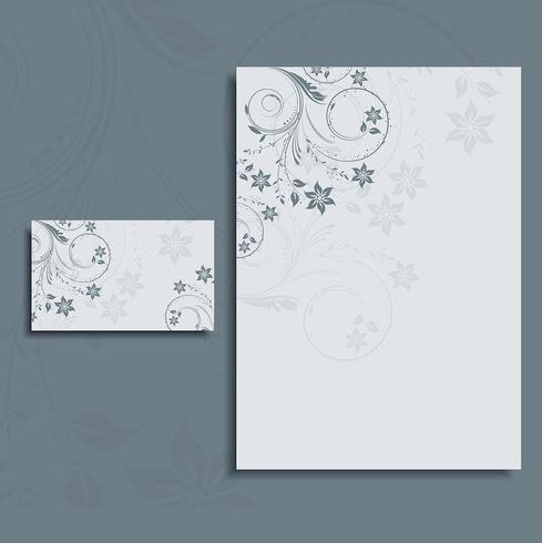 Foral letterhead and business card layout vector