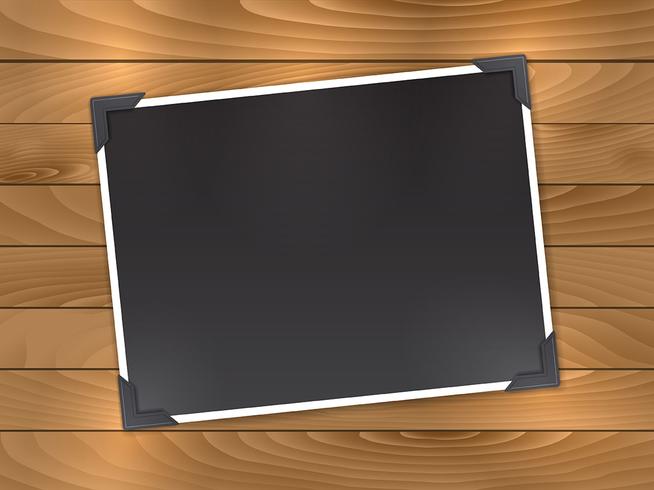 Blank photo on wood background  vector