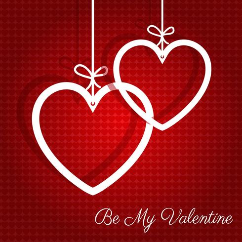 Hanging hearts Valentines Day background vector