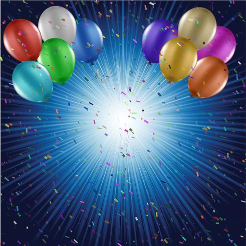 Balloons and confetti background vector