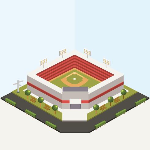 Diseño isométrico del vector del parque de béisbol