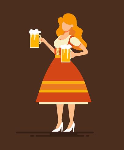 dama en la ilustración dirndl vector