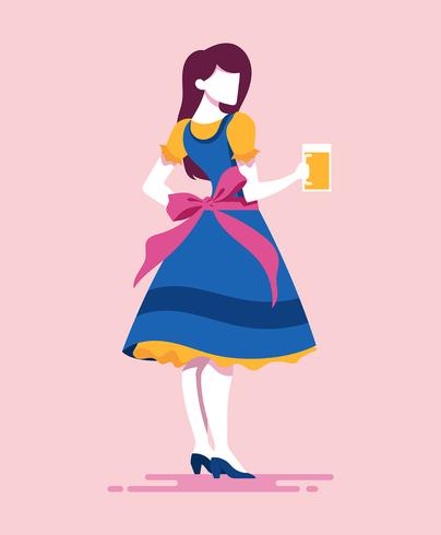 dama en la ilustración dirndl vector