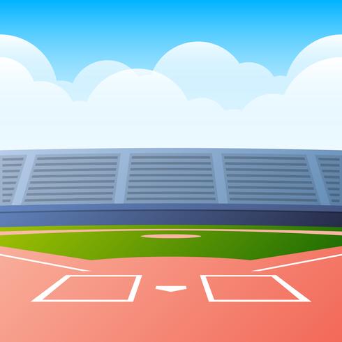 Baseball Field Ready For The Big Game Vector Illustration