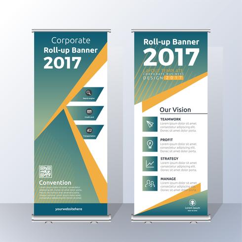 Vertical Roll Up Banner Template Design for Announce and Adverti vector