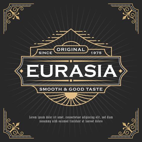Vintage line frame design for labels, banner, logo, emblem, appa vector