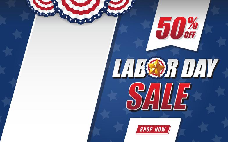 Labor day sale background design with USA flag and black space vector