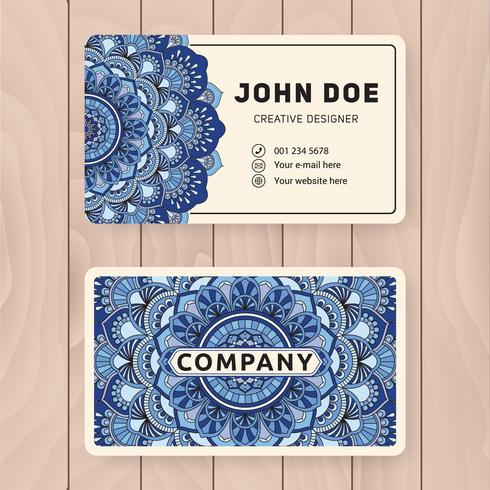 Creative useful business name card design. Vintage colored Manda vector