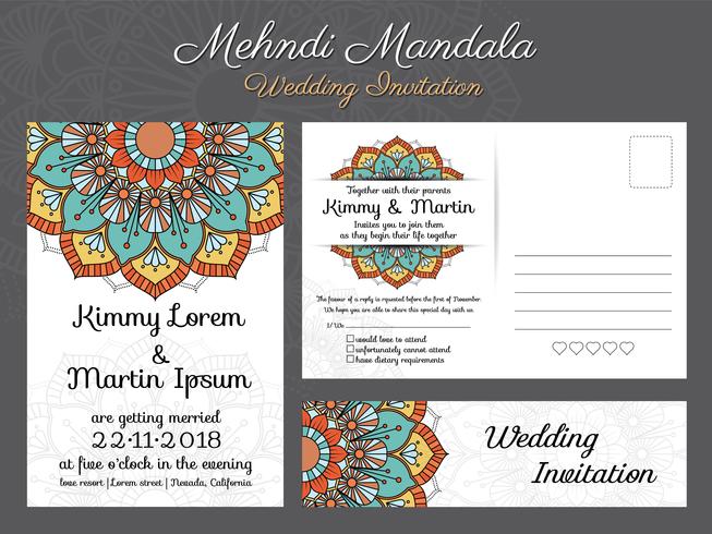 Classic vintage wedding invitation card design with beautiful Ma vector