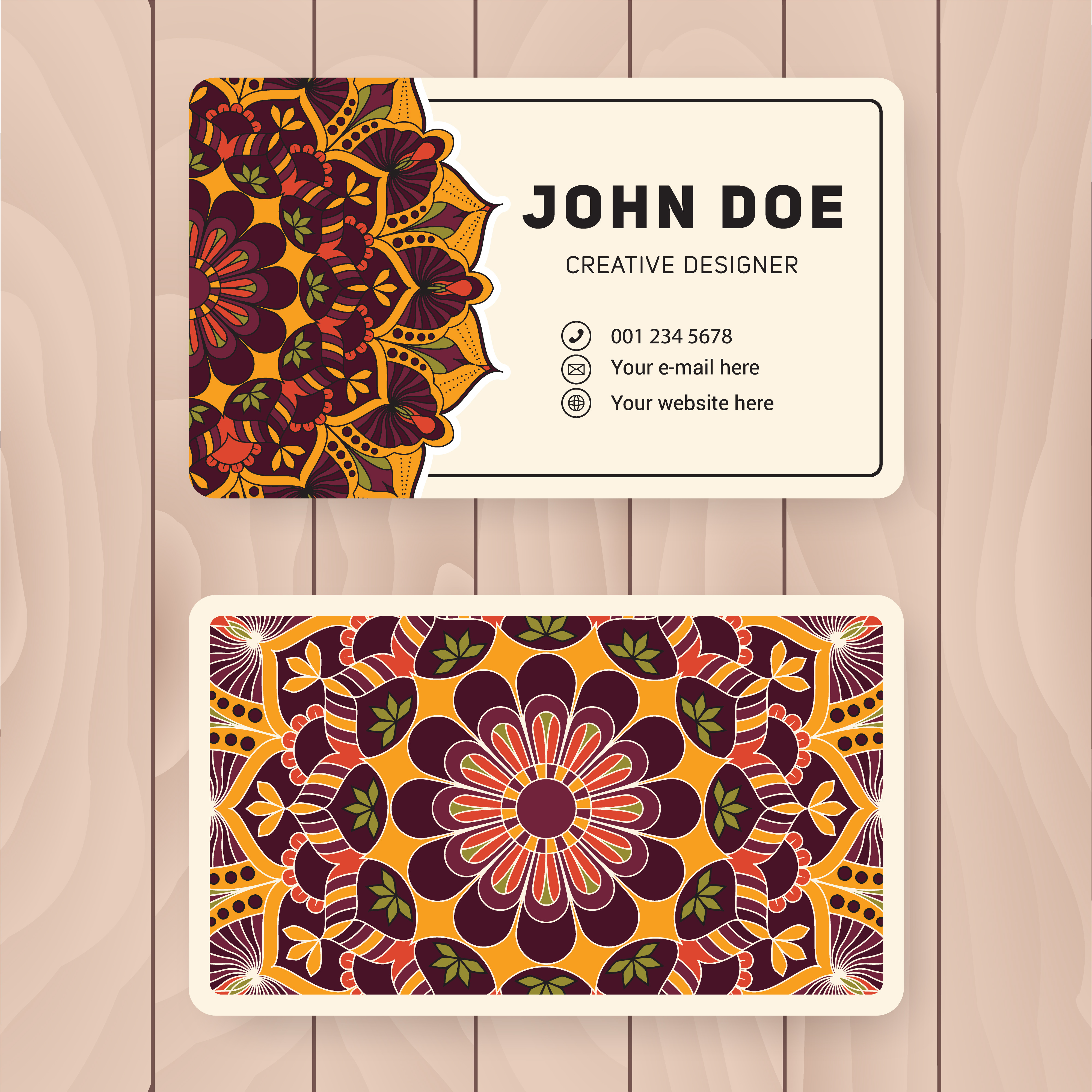 Creative useful business name card design. Vintage colored ...