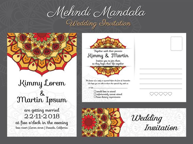 Classic vintage wedding invitation card design with beautiful Ma vector