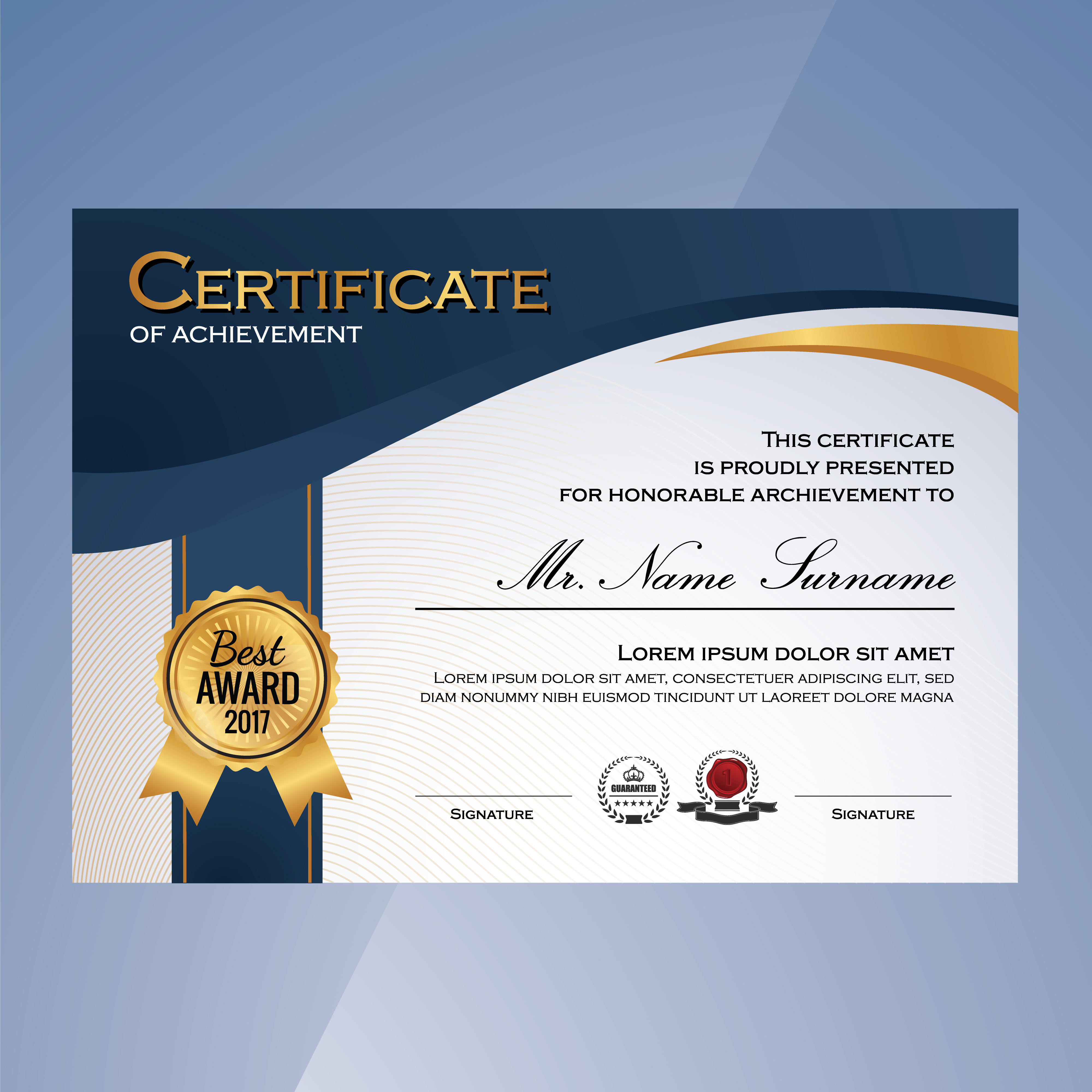 Certificate Of Acheivement Template