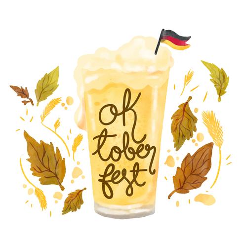 Lindo vaso de cerveza con bandera alemana para Oktoberfest vector