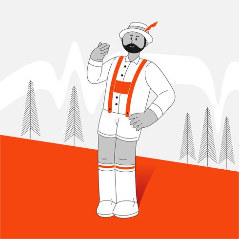 Retro Man In Traditional Bavarian Costume Illustration vector