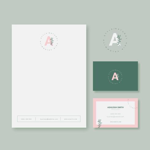 Natural And Femenine Branding Stationery vector