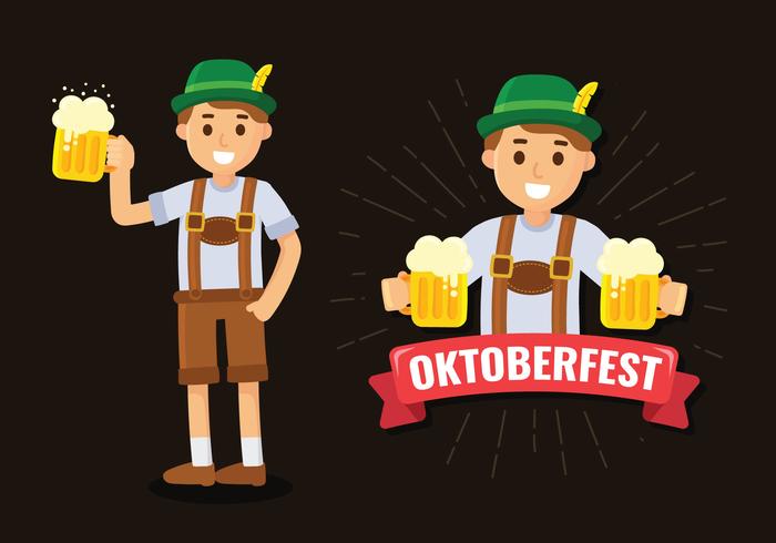 Oktoberfest Man In Lederhosen vector