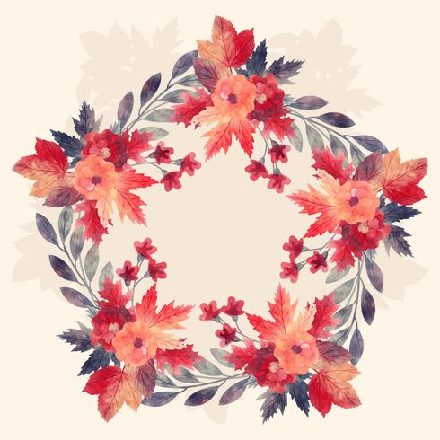 Watercolor Autumn Wreath vector