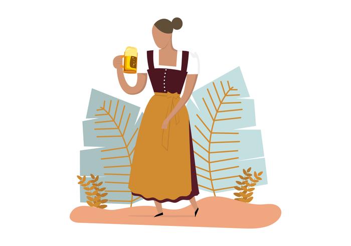 Lady Wearing Dirndl Dress  vector