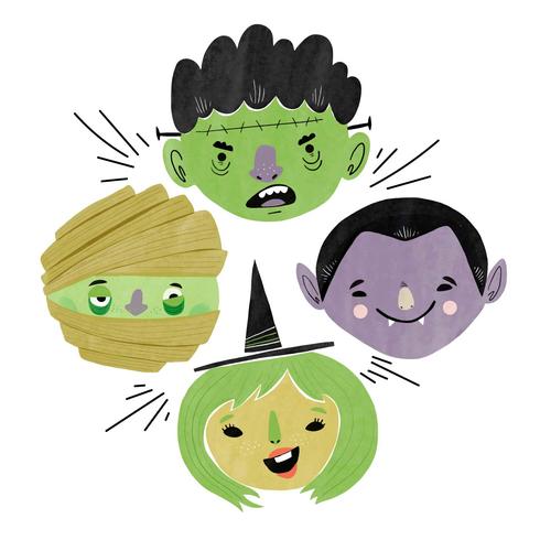 Colección de personajes lindos de Halloween vector