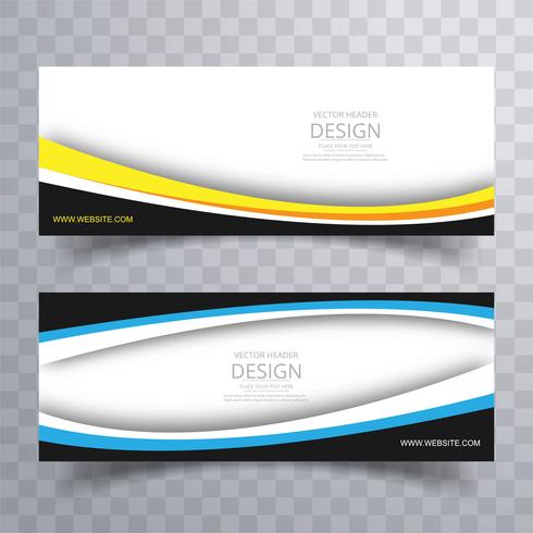 Conjunto de banners ondulados coloful creativo abstracto vector