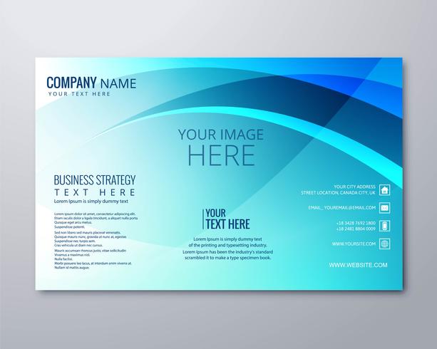 Abstract blue wavy business brochure design template vector