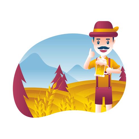 Hombre en Lederhosen Vector