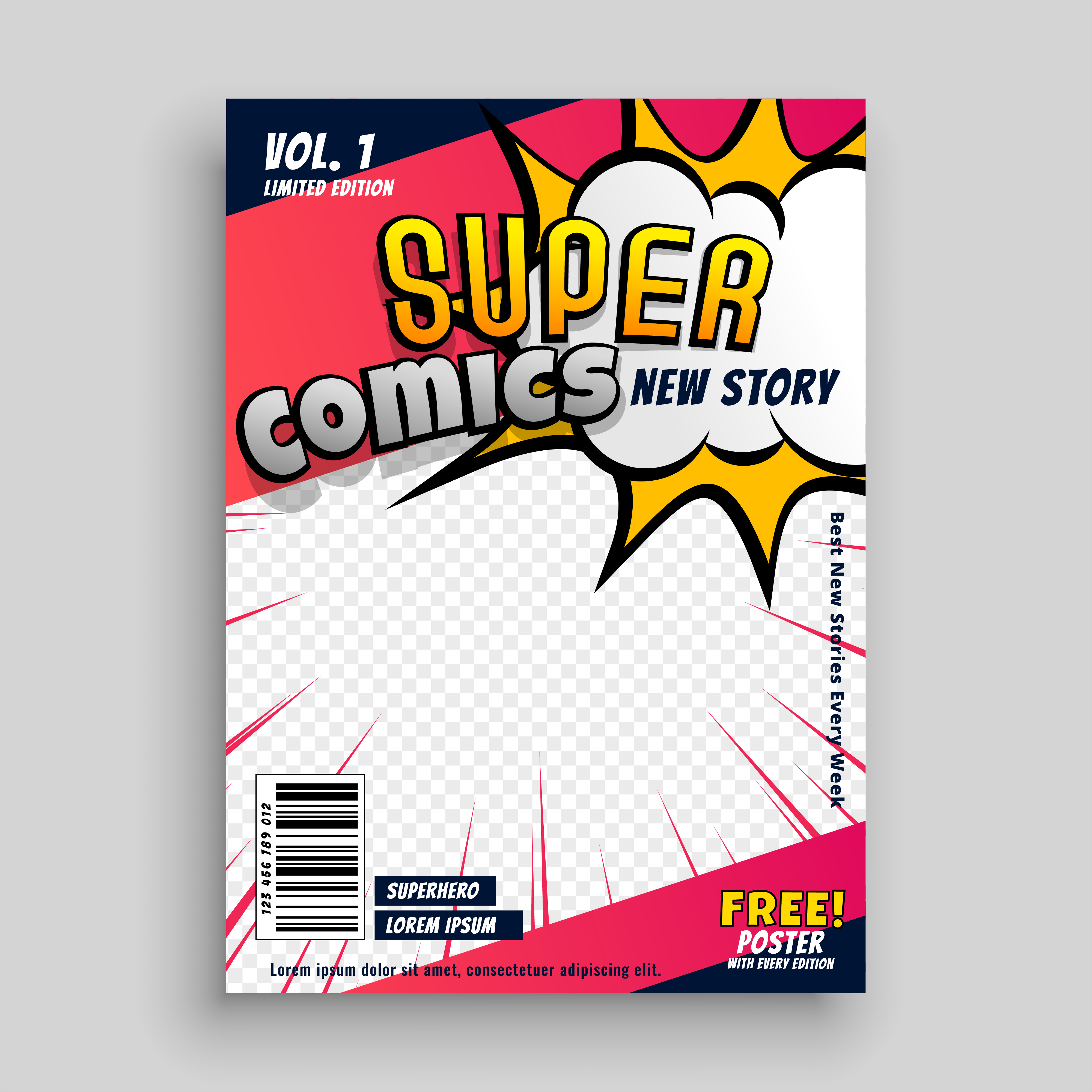 comic book cover design template Download Free Vector Art, Stock