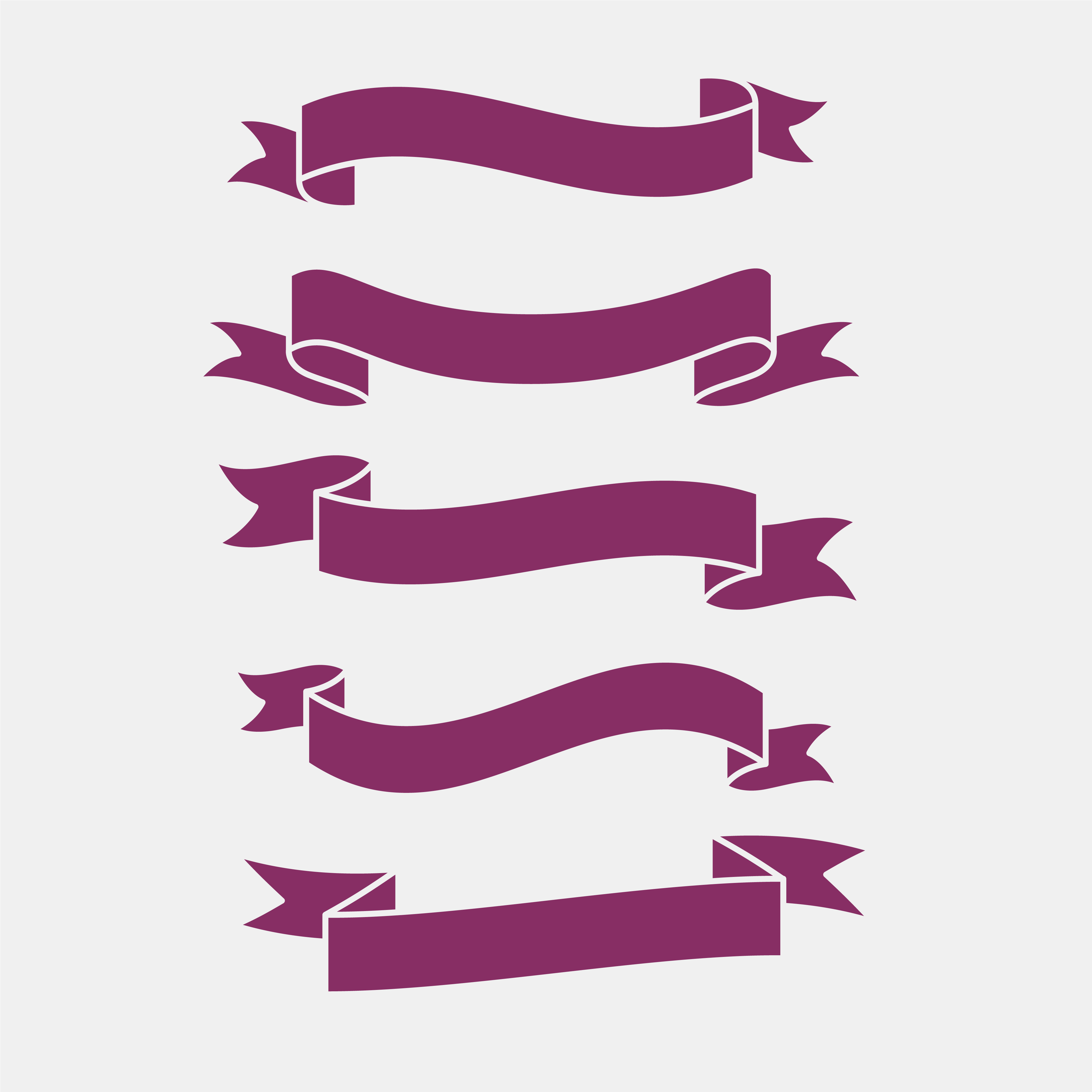 3d flat purple ribbons banner set Download Free Vector