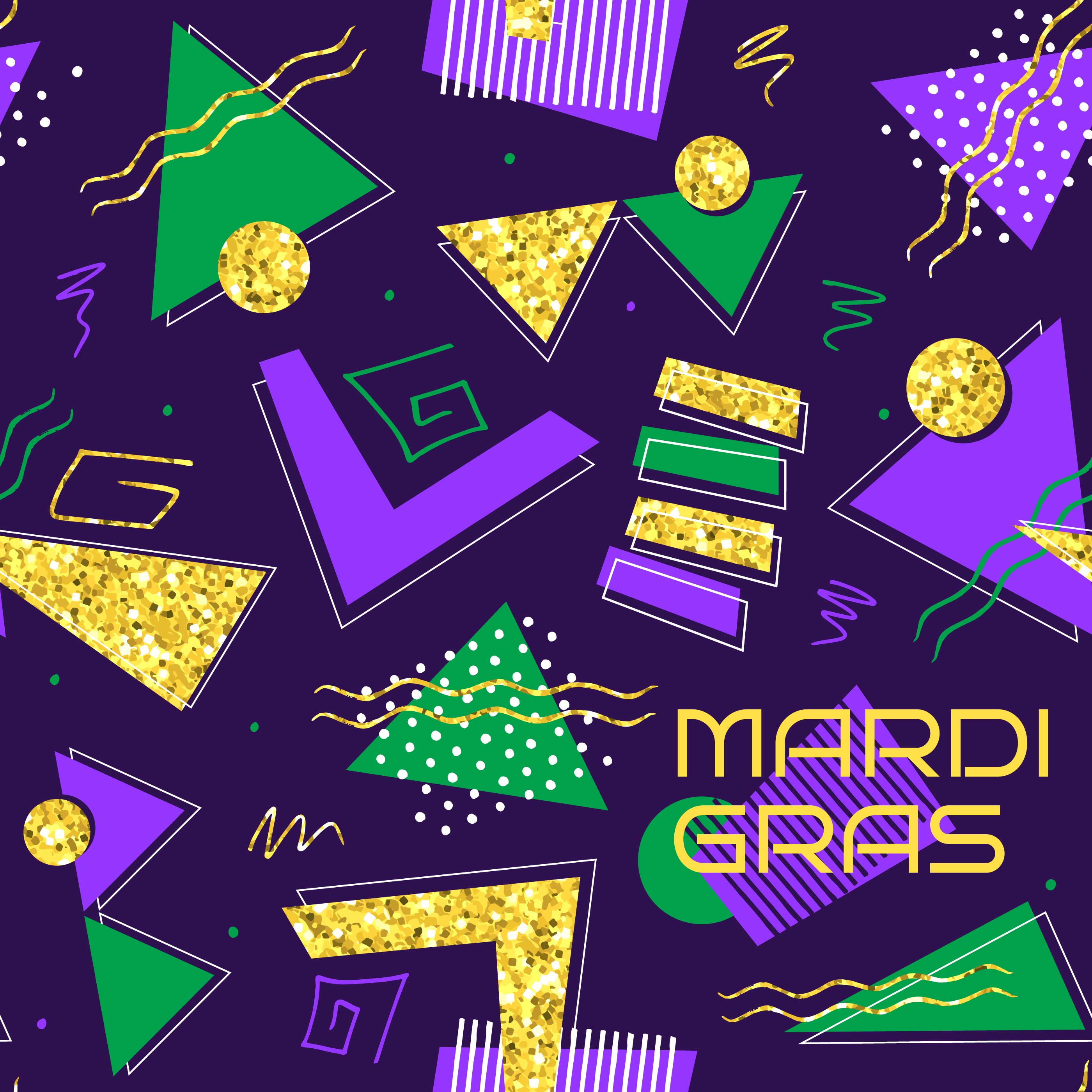 Mardi Gras Abstract Background In 80s Memphis Style ...