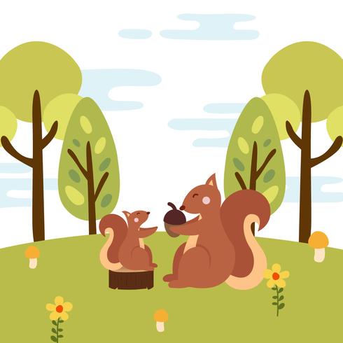 Animal Mom and Baby Vector Illustration