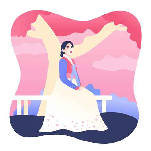 Dama en Hanbok Vector