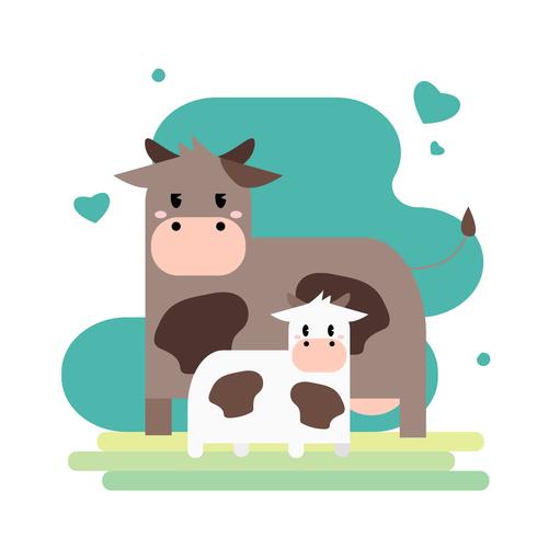 Adorable Cow Mother And Cub vector