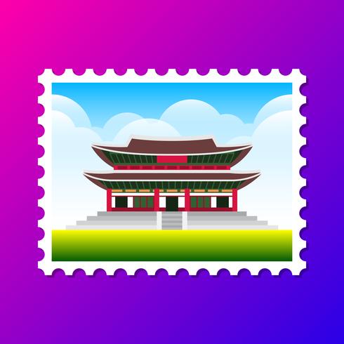 Gyeongbokgung Palace South Korea Postcard Illustration vector