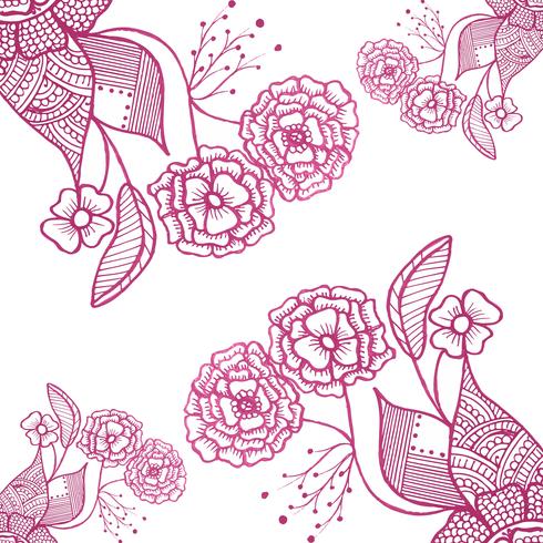 Abstract doodle wedding floral background vector