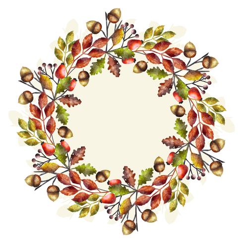 Vector Autumn Watercolor Wreath