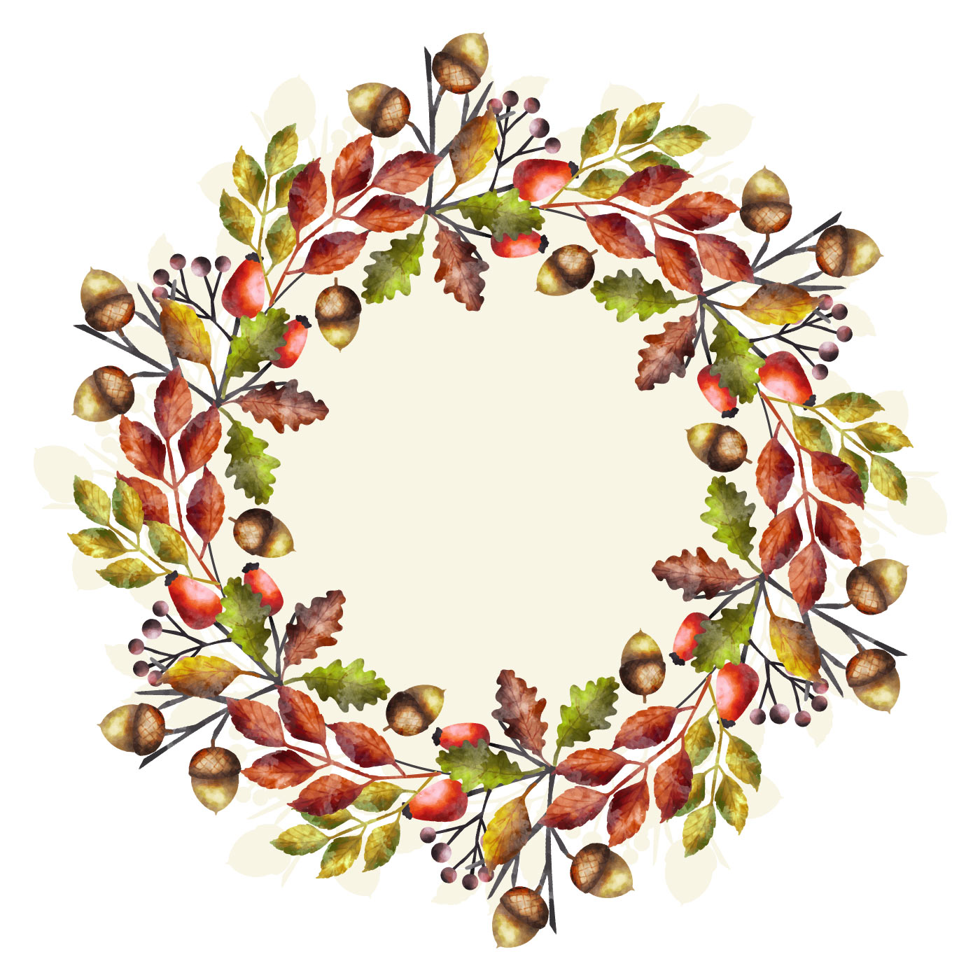 Download Vector Autumn Watercolor Wreath 236160 - Download Free ...