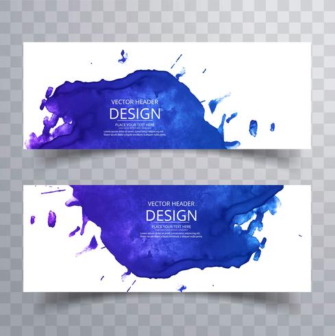 Conjunto de banners acuarela coloridos abstractos vector