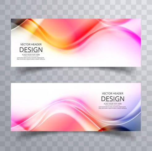 Diseño de banners de onda empresarial colorido abstracto vector