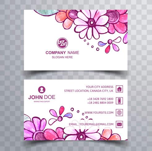 Abstract colorful floral business card design vector