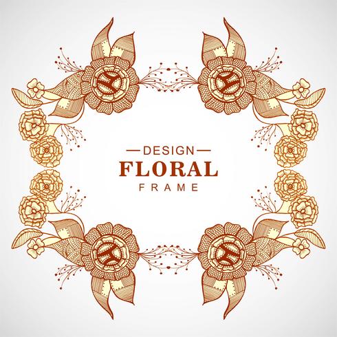 Abstract Colorful Doodle Wedding Floral Frame Background
