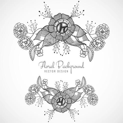 Diseño floral hermosa boda artística vector